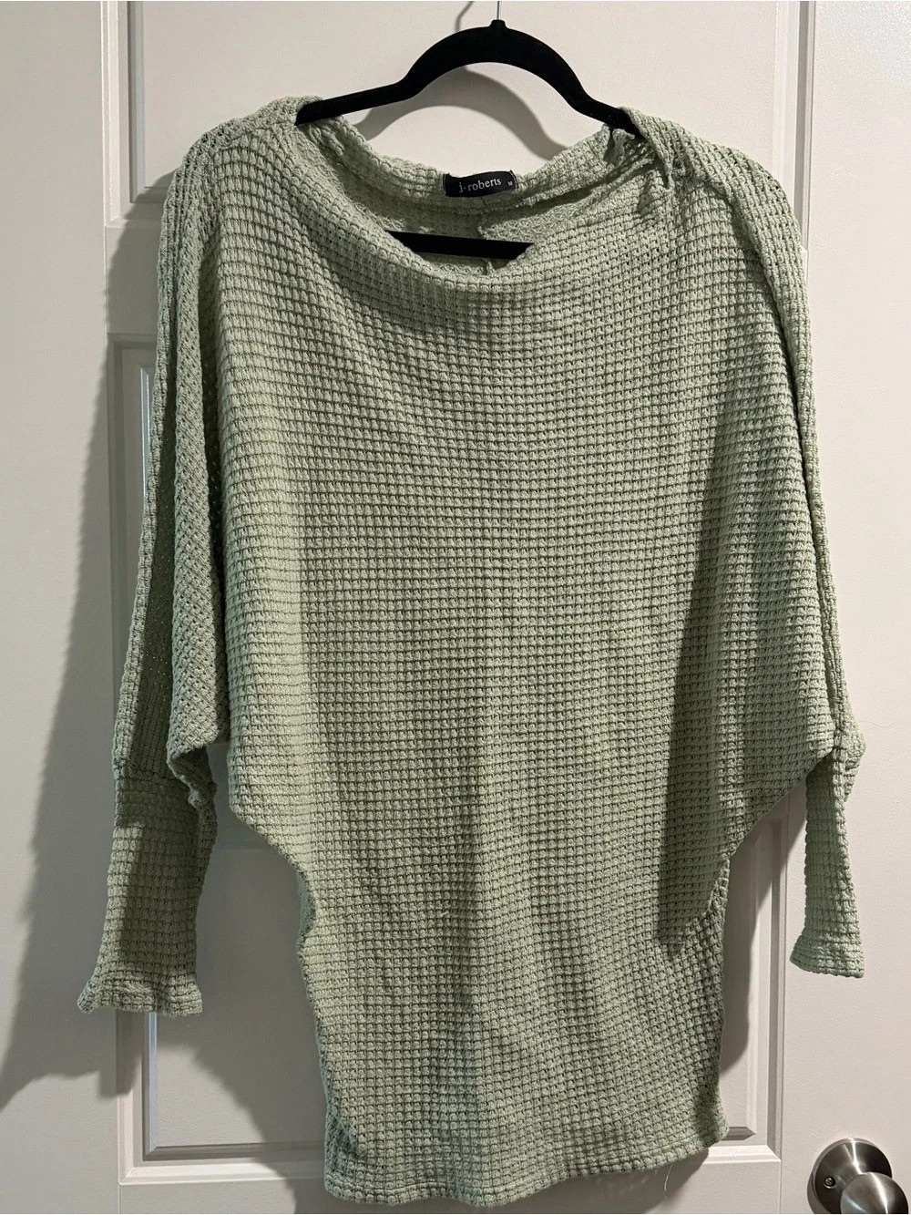 Light Green Waffle-Knit Women's Sweater
